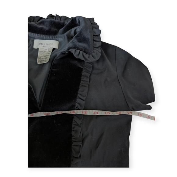 Y2K Black Mini Dress Velvet-Paneled Stretch-Crepe Twee - Picture 8 of 10